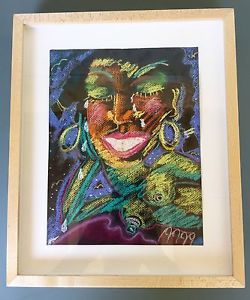 250x300 Chicanachicano Art Original Work Framed Leo Limon Pastel Celia - Celia Cruz Painting