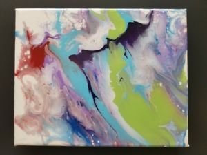 300x225 Fluid, Abstract, Cell Painting, Acrylic Pour, Modern Art Ebay - Cell Painting