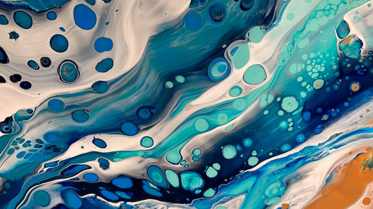 1280x720 Acrylic Pour Painting Ocean Theme With Cells Using The Simple - Cell Painting