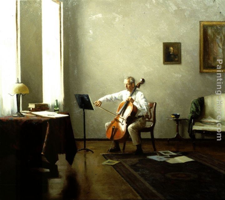 720x640 Steven J Levin Man Playing A Cello Painting 50% Off - Cello Painting