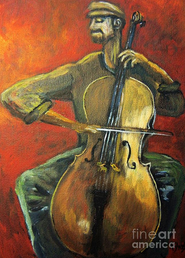 645x900 Cello Painting By Reb Frost - Cello Painting