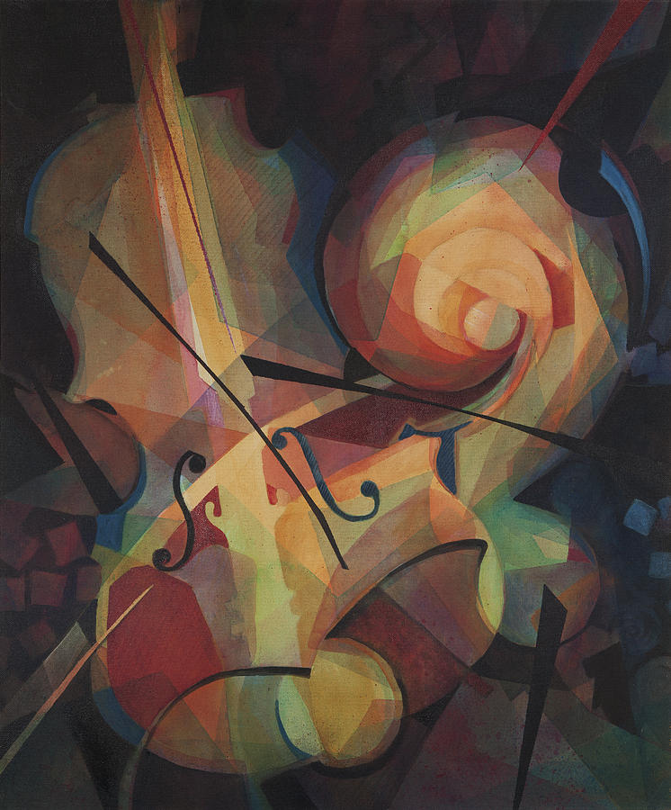 746x900 Cubist Play - Cello Painting