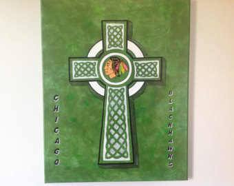 340x270 Chicago Blackhawks Irish 16x20 Sports Painting - Celtic Cross Painting