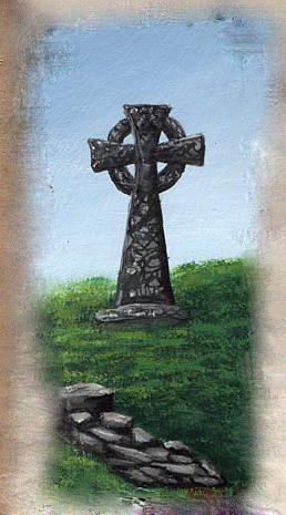258x465 Celtic Cross Painting By Barbara Mcdevitt - Celtic Cross Painting