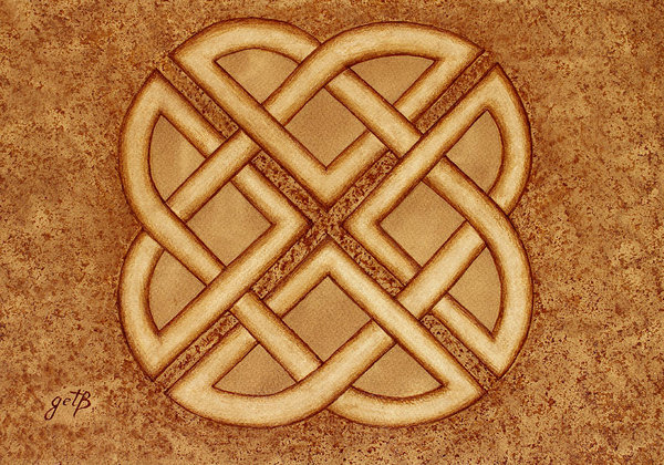 600x420 Harmony Celtic Knot Original Coffee Painting Art Print By Georgeta - Celtic Knot Painting