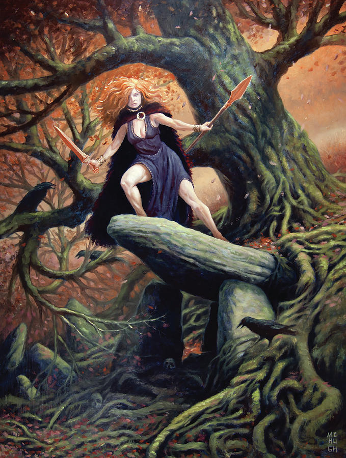 679x900 Macha The Irish Goddess Of War Painting By Jeremy Mchugh - Celtic Painting