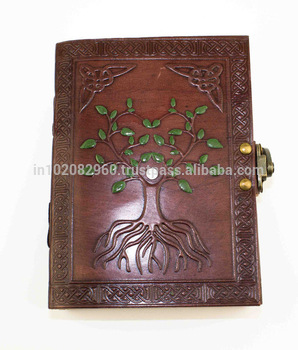 298x350 Hand Painted Tree Of Life Leather Cover Blank Journal Handmade - Celtic Tree Of Life Painting