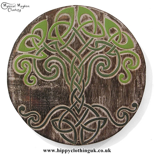 506x506 Round Celtic Tree Of Life Handmade Carved Painted Wooden Hanging - Celtic Tree Of Life Painting