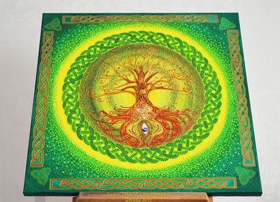 400x289 Celtic Tree Of Life Mandala Dot Art - Celtic Tree Of Life Painting