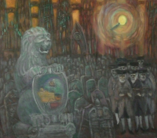 640x563 Edward Tabachnik Artwork The Old Praha Jewish Cemetery Original - Cemetery Painting