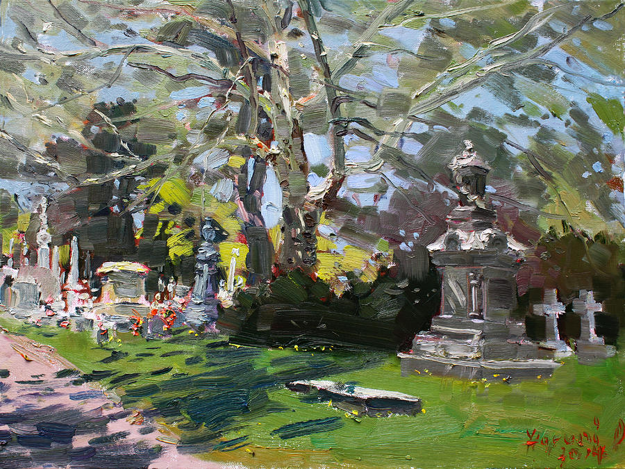 900x675 Oakwood Cemetery Painting By Ylli Haruni - Cemetery Painting
