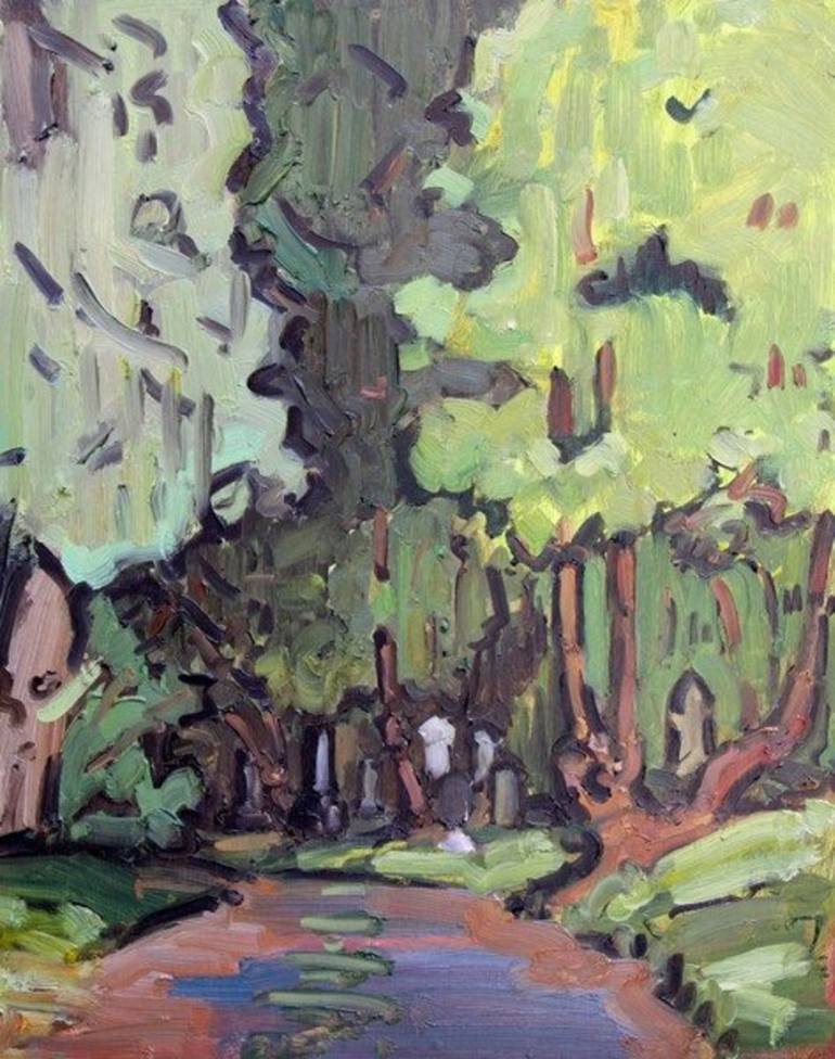 770x976 Saatchi Art Path To The Cemetery Painting By Martin Hill - Cemetery Painting