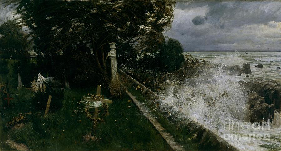 900x483 Seaside Cemetery Painting By Celestial Images - Cemetery Painting