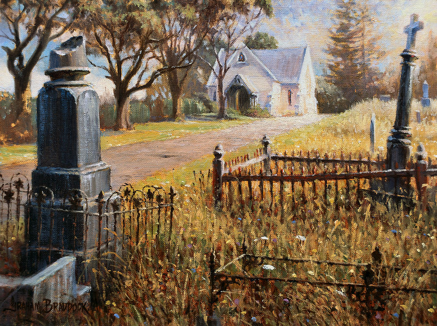 900x673 The Upward Path Waikumete Cemetery Auckland Painting By Graham - Cemetery Painting