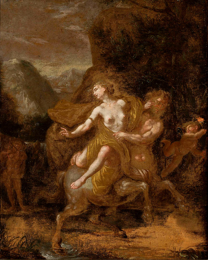 718x900 Centaur Ravishing A Nymph Painting By Unknown French Artist - Centaur Painting