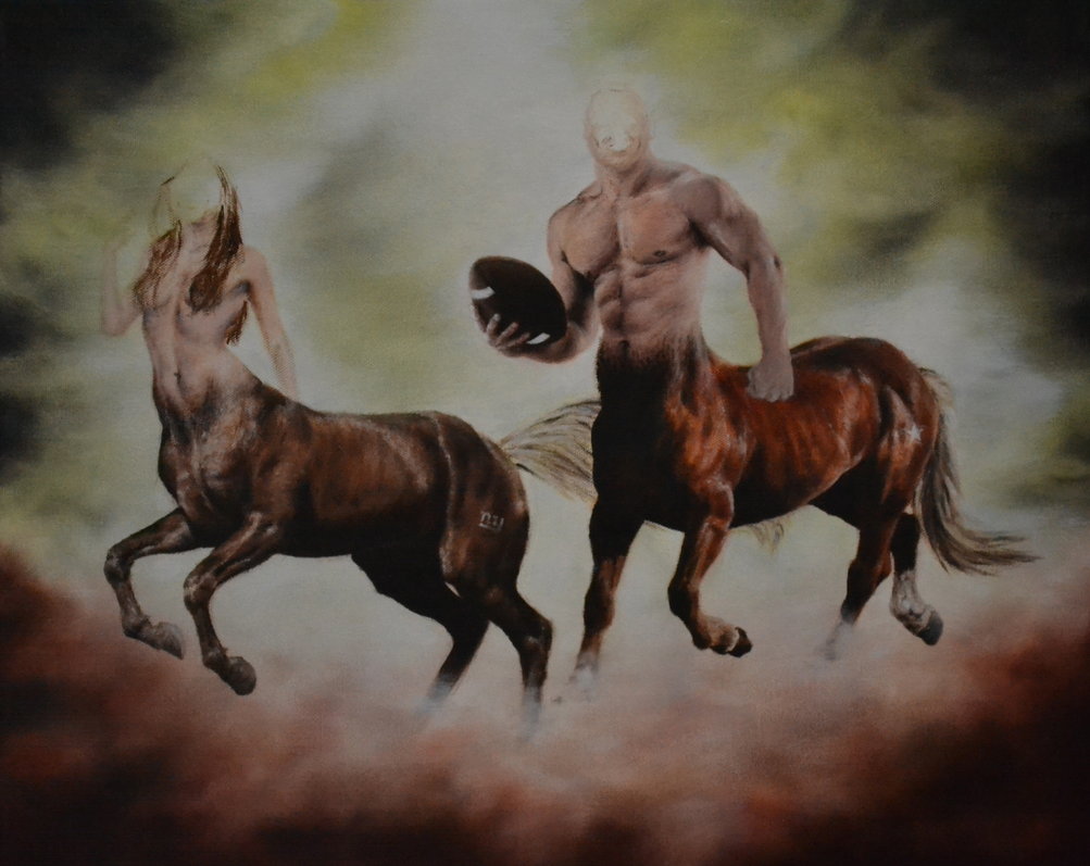 1003x797 Commissioned Centaur Painting By Wesdeanart - Centaur Painting