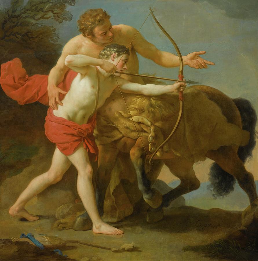 891x900 The Centaur Chiron Painting By Louis Jean - Centaur Painting