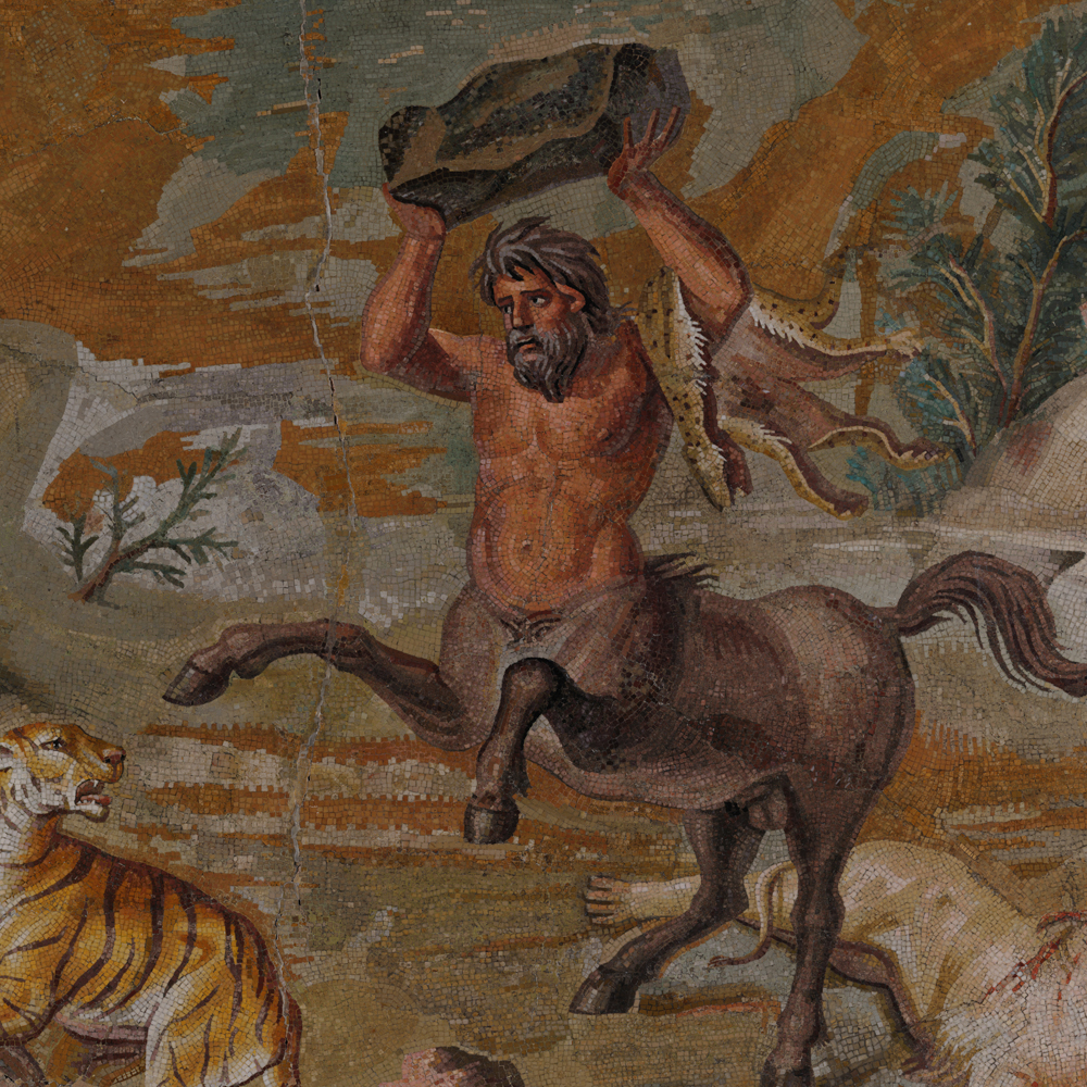 1000x1000 Canvas Art Print Centaur Mosaic By Unknown Artist World Famous - Centaur Painting