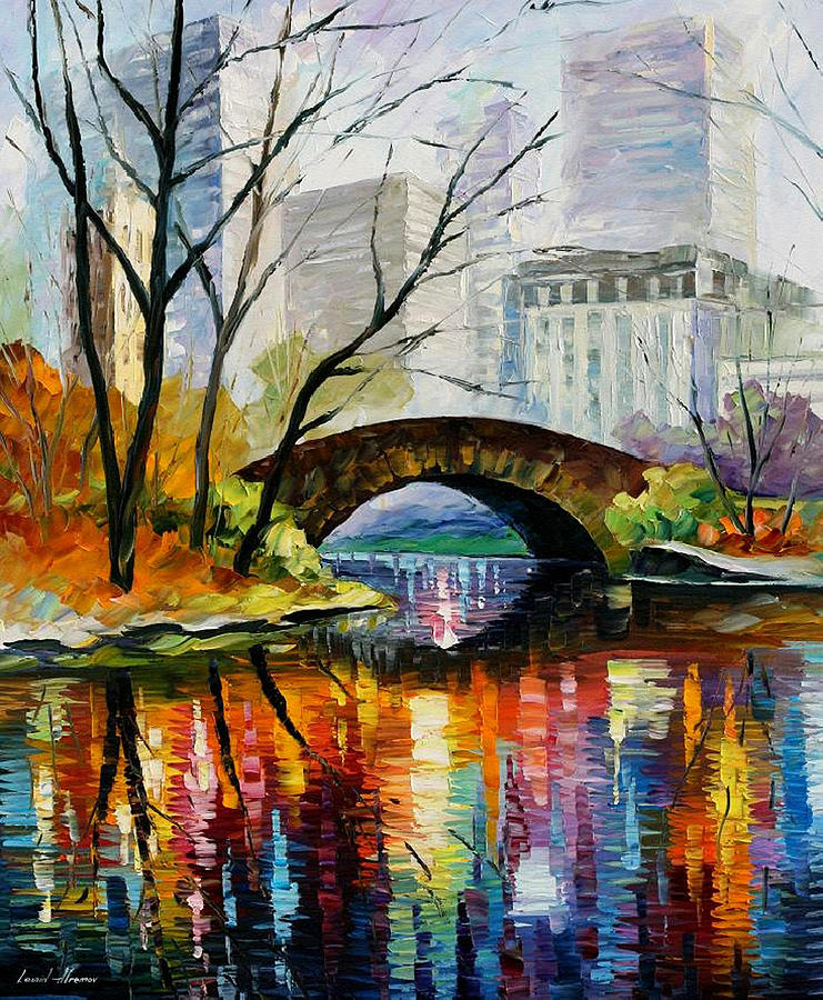 741x900 Central Park Painting By Leonid Afremov - Central Park Painting