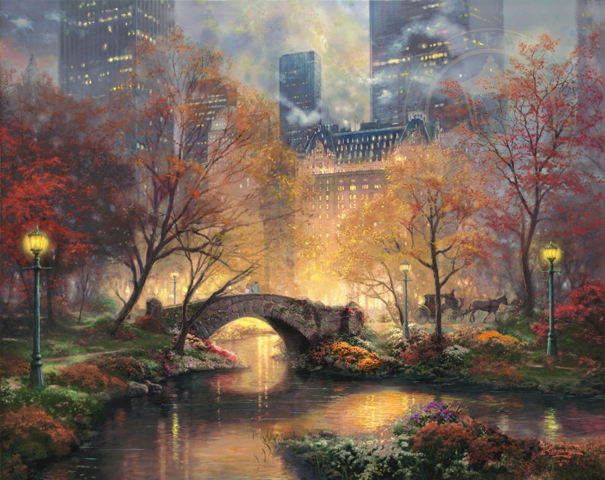1200x951 Central Park In The Fall Limited Edition Art The Thomas - Central Park Painting