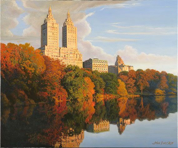 570x474 Fine 20th C American Oil Painting - Central Park Painting