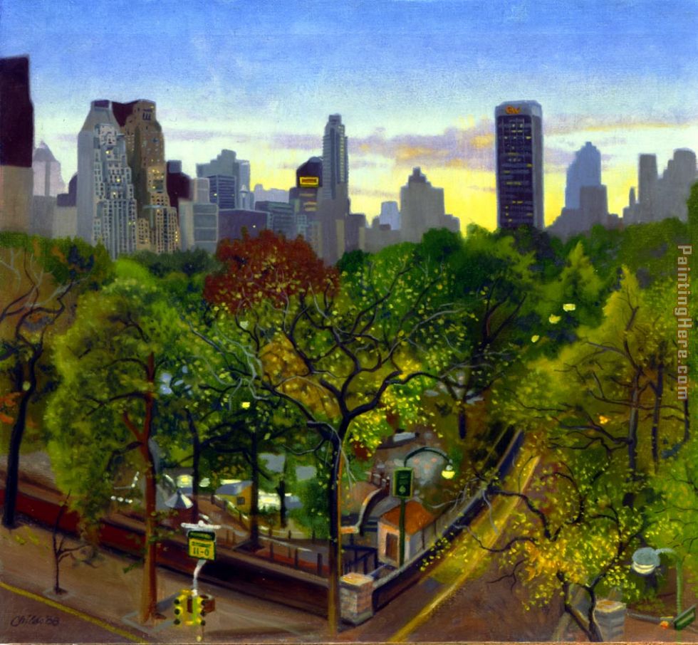 980x906 James Childs Central Park Twlight Painting Anysize 50% Off - Central Park Painting