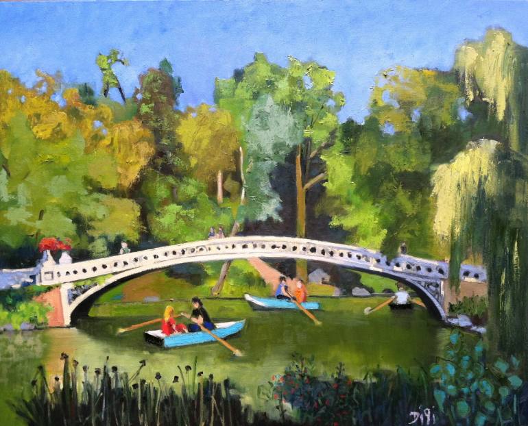 770x622 Saatchi Art Bow Bridge, Central Park Nyc Painting By Amy Digi - Central Park Painting