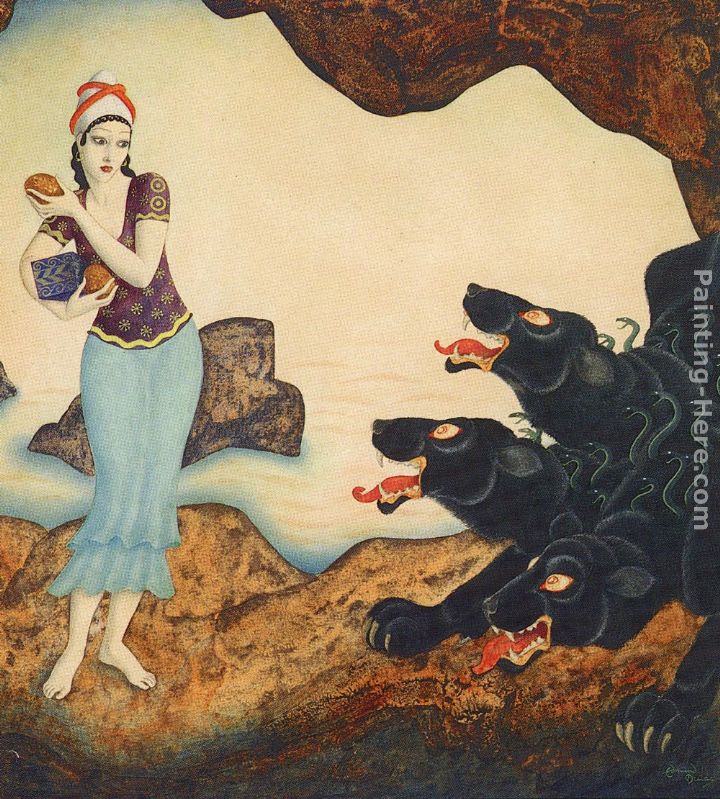 720x799 Edmund Dulac Psyche And Cerberus Painting Anysize 50% Off - Cerberus Painting
