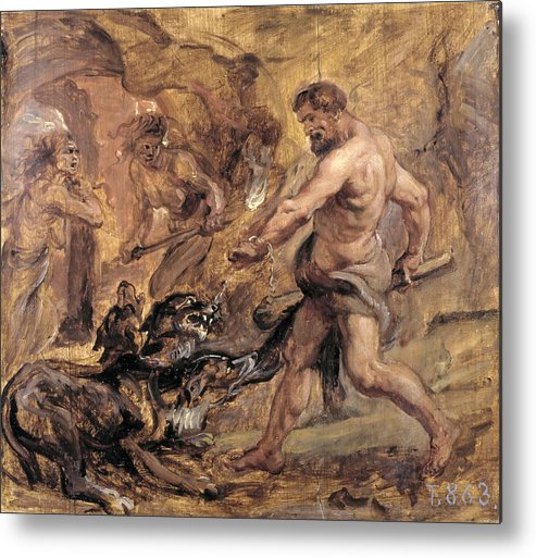 493x513 Hercules And Cerberus Metal Print By Peter Paul Rubens - Cerberus Painting