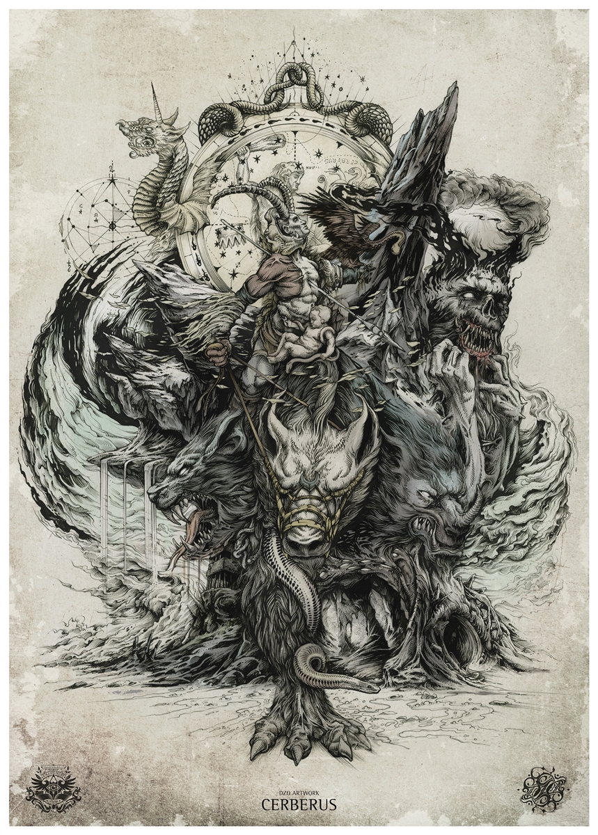 859x1200 Twelfth Labour Cerberus' Print By Dzo - Cerberus Painting
