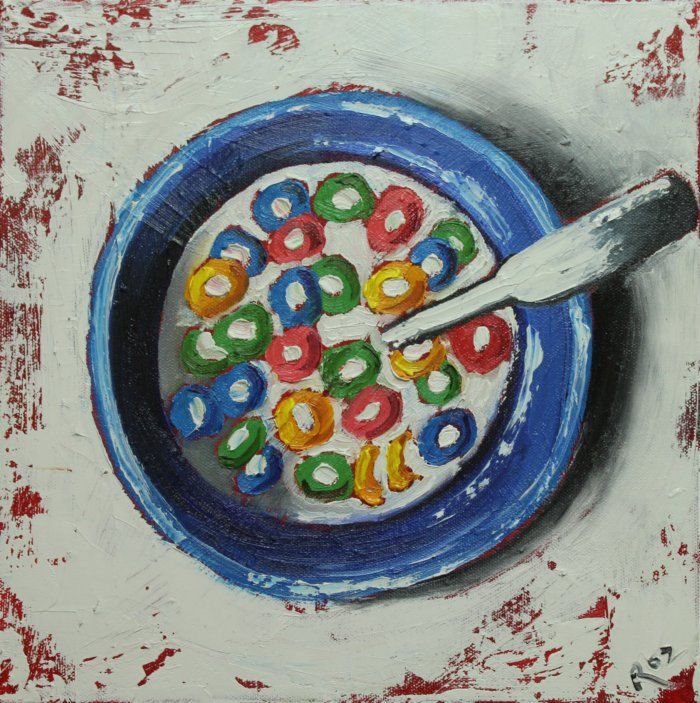 700x703 Cereal Painting 1 12x12 Inch Original Still Life Oil Painting - Cereal Painting
