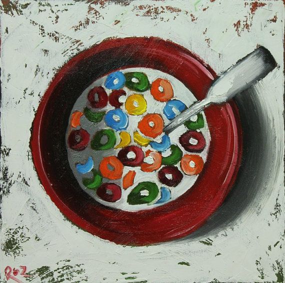 570x566 Cereal Painting 13 12x12 Inch Original Still Life Oil Painting - Cereal Painting