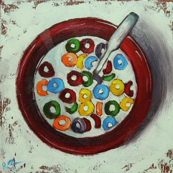 570x572 Cereal 21 12x12 Inch Original Still Life Breakfast Oil Painting By - Cereal Painting