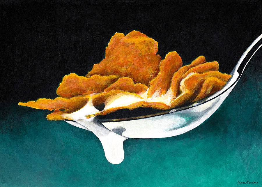 900x642 Cereal In Spoon With Milk Painting By Janice Dunbar - Cereal Painting