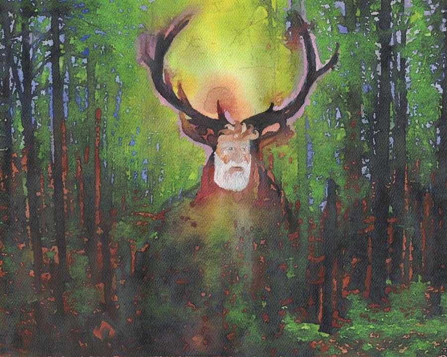 900x719 Cernunnos Painting By Melissa D'Ortenzio - Cernunnos Painting