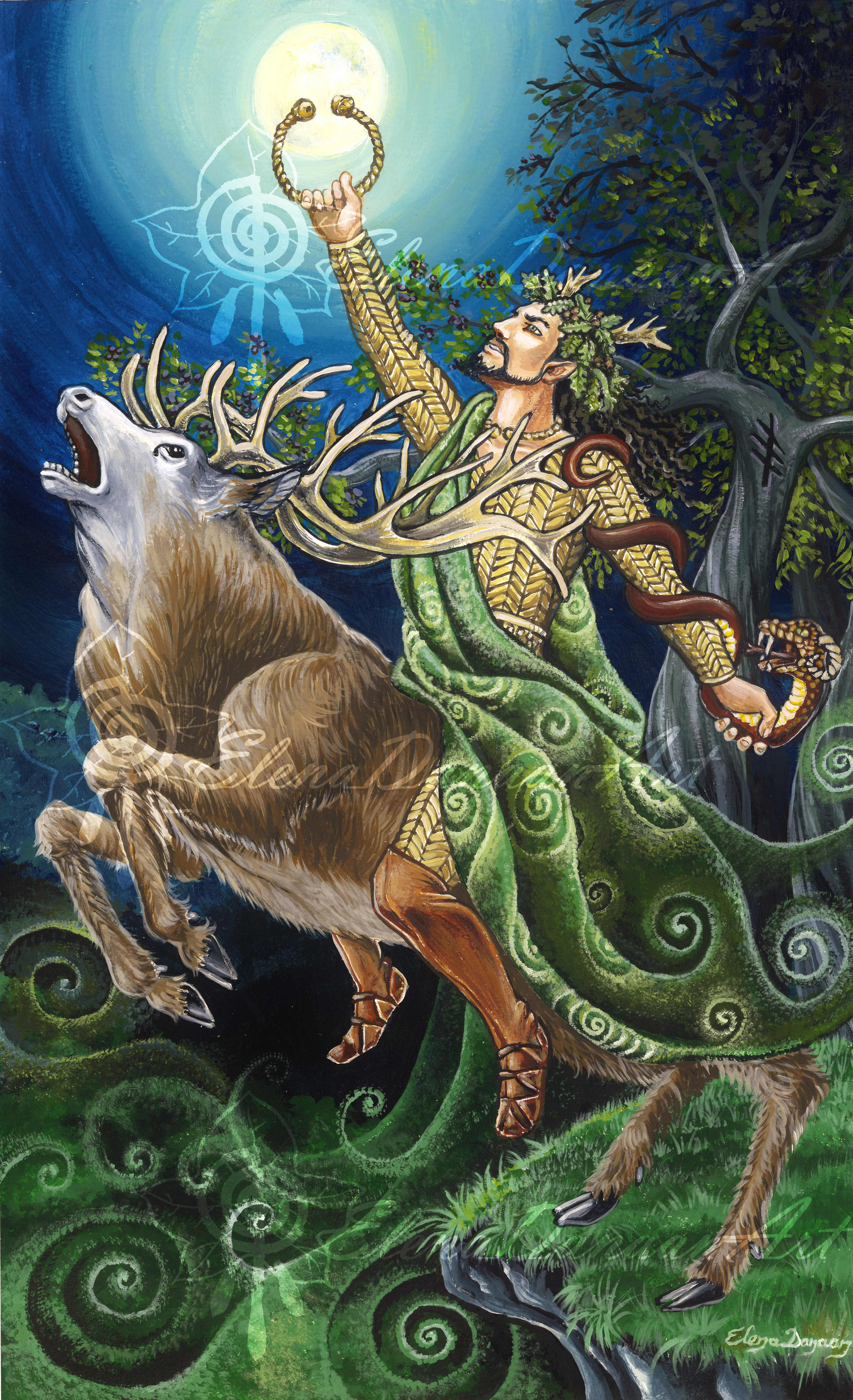 3642x5973 Poster Cernunnos Elena Danaan Art - Cernunnos Painting