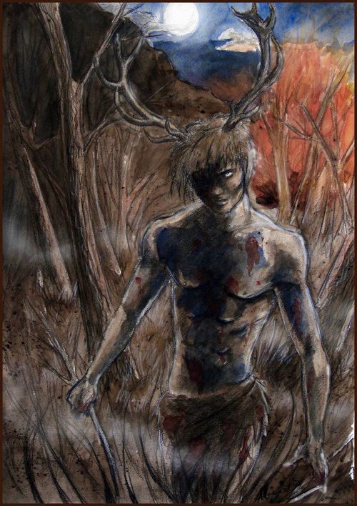 500x708 The 9 Best Cernunnos Images On Celtic Mythology, Green - Cernunnos Painting