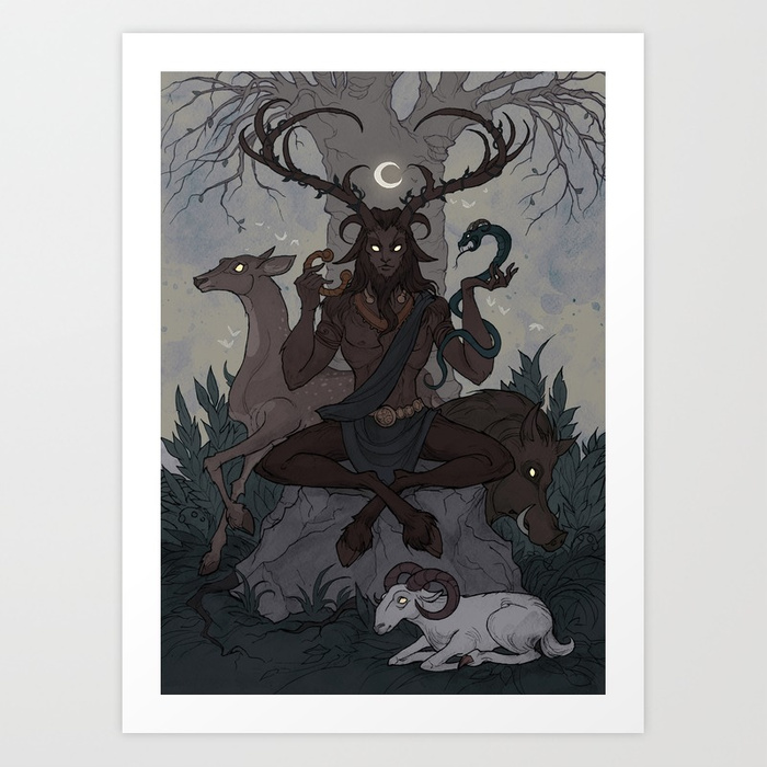 700x700 Cernunnos Art Print By Irenhorrors Society6 - Cernunnos Painting