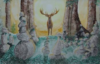 350x222 Cernunnos Ii By Asha Hawkesworth - Cernunnos Painting
