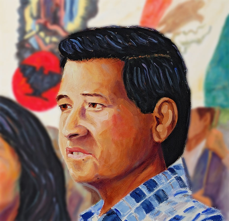 900x871 Yes, We Can! Steve Simon Says - Cesar Chavez Painting
