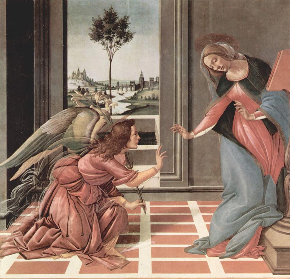 1000x961 Cestello Annunciation By Botticelli - Cestello Annunciation Painting