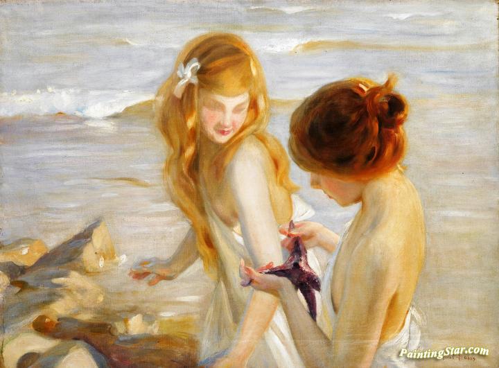 720x531 Two Young Girls With A Starfish Artwork By Paul Emile Chabas Oil - Chabas Painting