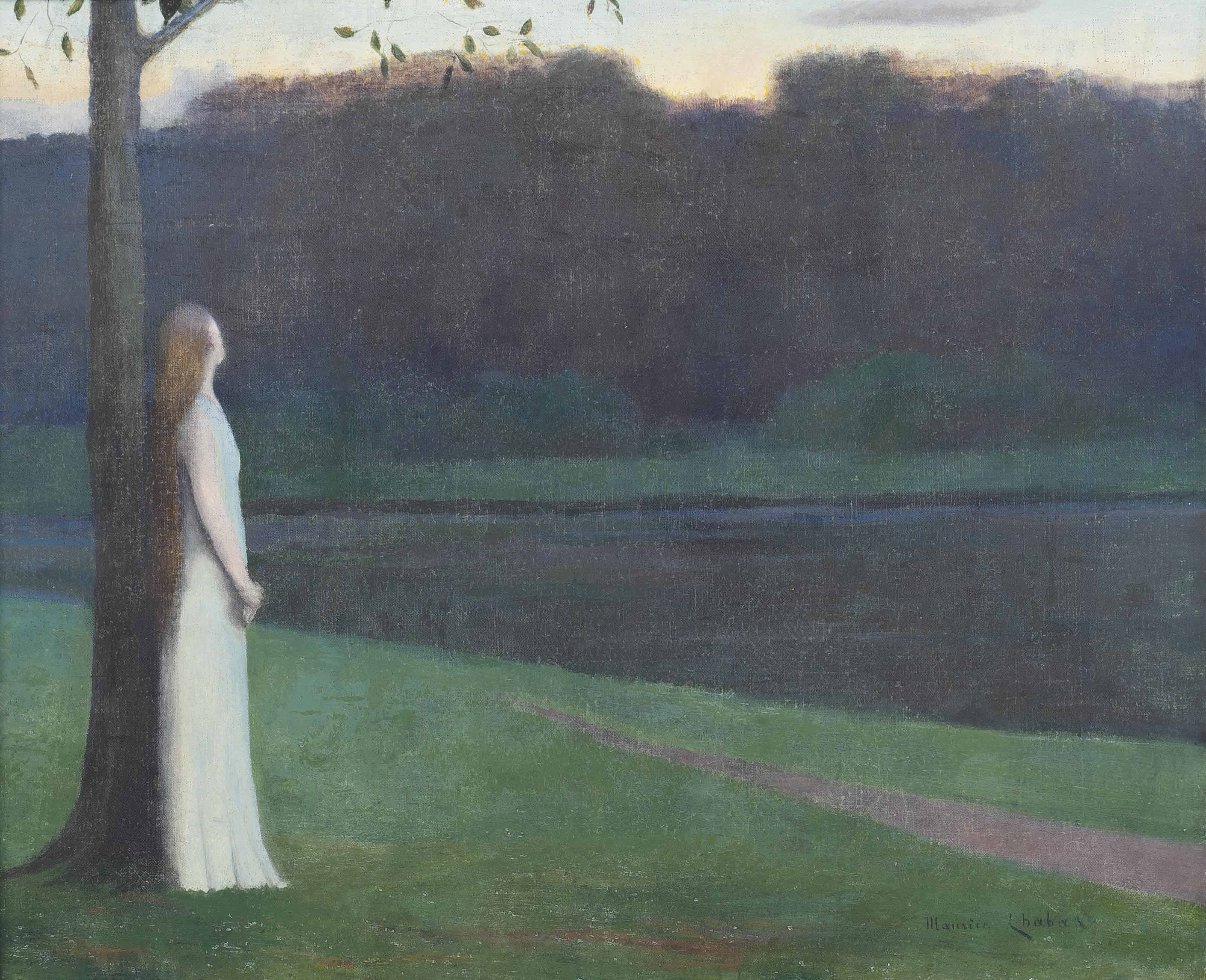 3200x2602 Maurice Chabas (French, 1862 1947) A Meditation In Nature - Chabas Painting