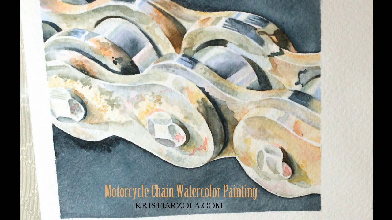 1280x720 Motorcycle Chain Watercolor Painting Time Lapse Video - Chain Painting
