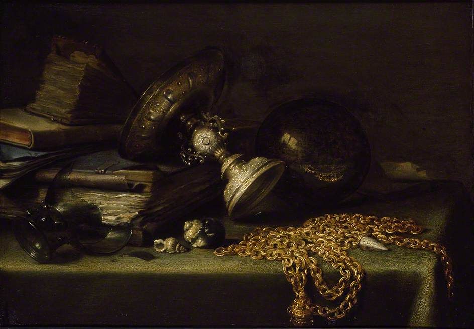 944x655 Still Life With A Gold Chain Painting Pieter Claesz Oil Paintings - Chain Painting