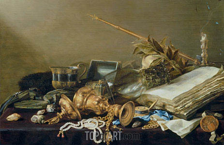 463x300 Vanitas Still Life With Overturned Gilded Cup And Chain Pieter - Chain Painting