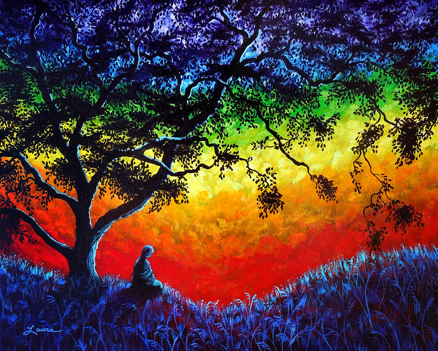 900x720 Opening The Chakras Meditation Painting By Laura Iverson - Chakra Painting