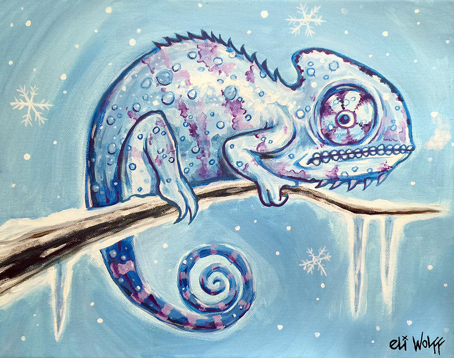 900x710 Chillin Chameleon Painting By Eli Wolff - Chameleon Painting