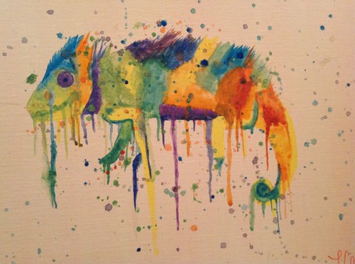 500x373 Colorful Chameleon Painting - Chameleon Painting