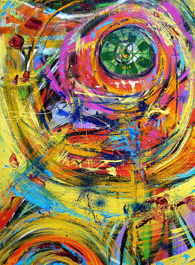 664x900 Eye Of The Chameleon Painting By Larry Calabrese - Chameleon Painting